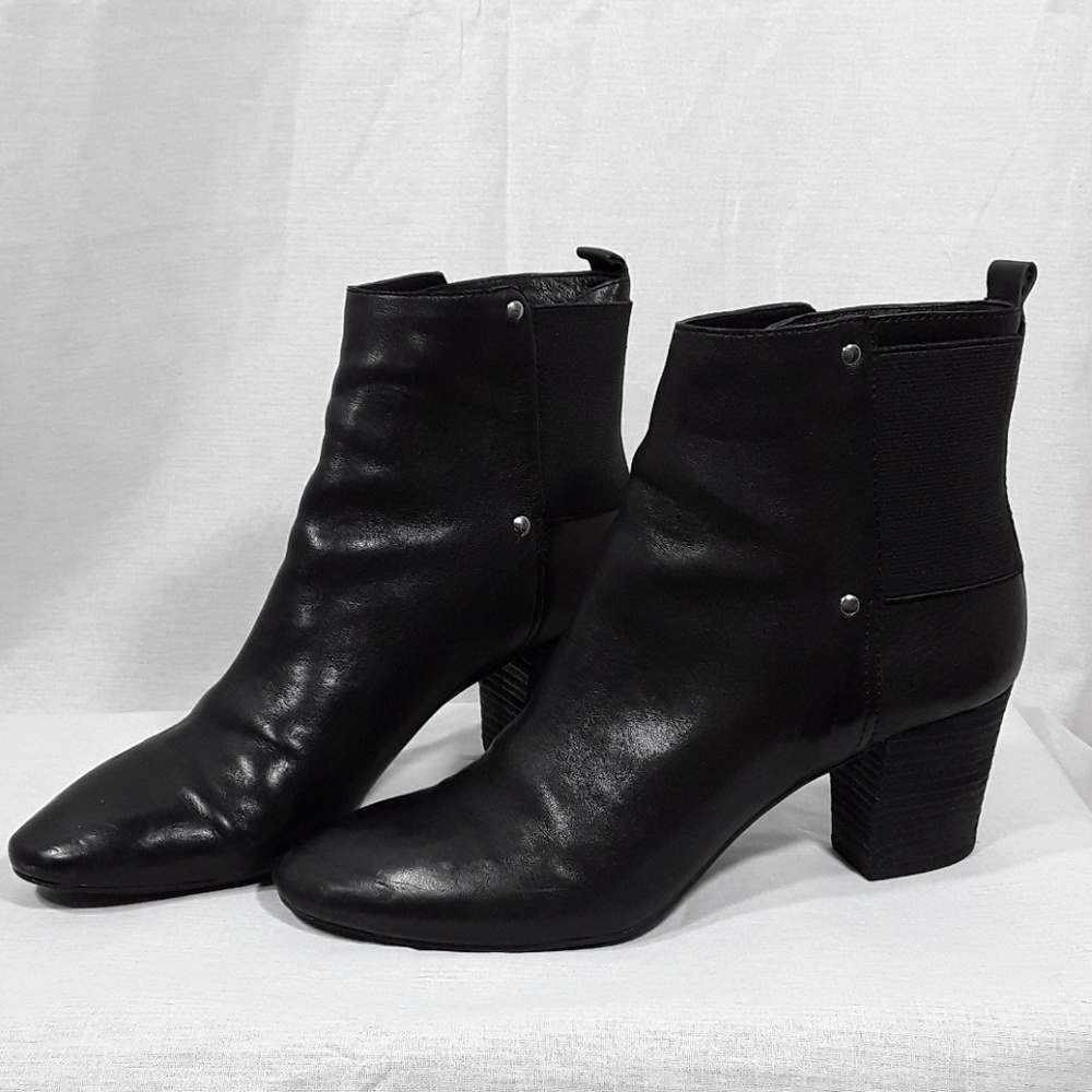 DKNY black leather heel boots - Picture 1 of 8